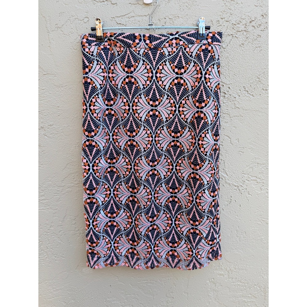 Moulinette Soeurs Anthropologie Pencil Skirt Geometric Lace Art Deco Mod Retro